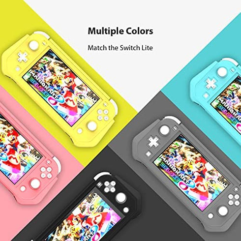Switch Lite Case Protective Case for Nintendo Switch Lite, Compatible with Nintendo Switch Lite Screen Protector Cover Hand Grip Case with Detachable TPU+Built-in PC Screen + 2 Thumb Grip Caps, Blue