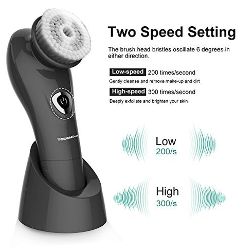 TOUCHBeauty Facial Brush for Men Skin Scrubber with Advanced 6 Degree Oscillating Vibration Cleansing Technology, Waterproof Men's Facial Exfoliator Massager Black TB-1487