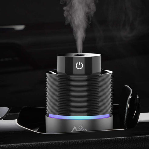 Vyaime Car Diffuser Car Humidifier, USB Essential Oil Diffusers 7 Colors LED Lights 200mL Big Capacity Aromatherapy Diffuser(Black-Grey)