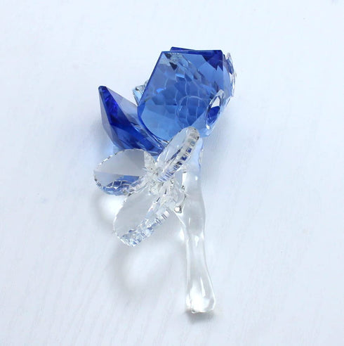LZYUANHEN Crystal Rose Flower Paperweight Figurine Collectible Greeting Card - Anniversary Wedding Valentine's Day Gift Centerpiece Ornament Blue Rose