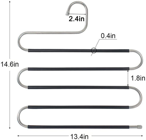 Myfolrena Pants Hangers Non Slip Updated S-Shaped 5 Layers Hangers Closet Space Saver for Jeans Scarf Tie Clothes(4-Pack)