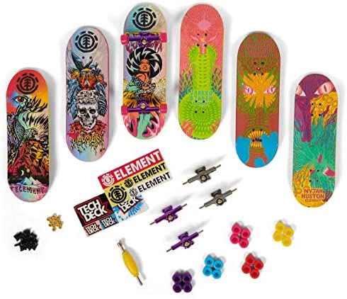 TECH DECK, Ultra DLX Fingerboard 4-Pack, Element Skateboards, Collectible and Customizable Mini Skateboards, Kids Toy for Ages 6 and up