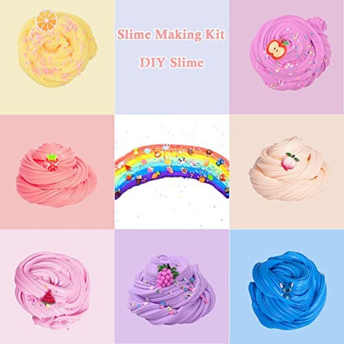 7 Pack Butter Slime Kit, with Blue Stitch Slime, Lemon Watermelon and Peachybbies Slime Charm etc,DIY Scented Slime for Girls Boys,Soft and Non-Sticky