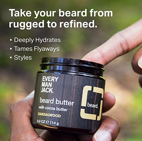 Every Man Jack Beard Butter- Subtle Sea Salt Fragrance - Rejuvenates, Hydrates, and Styles Dry, Unruly Beards While Relieving Itch - Naturally Derived with Shea Butter and Coconut Oil - 4-ounce