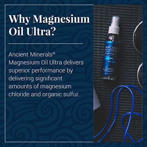 Ancient Minerals Magnesium Oil Spray Ultra with MSM - a Pure Zechstein Topical Magnesium Chloride Supplement with The Added Benefits of OptiMSM (4oz)