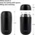 DaCool Insulated Food Jar 24 oz Insulated Lunch Container Keep Food Hot Cold Warm Stainless Steel Vacuum Hot Food for Adult Women Man Lunchbox Leak Proof Wide Mouth for Office Picnic Outdoors - Black