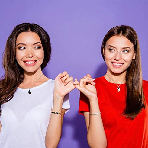 8 Pieces Yin and Yang Friend Necklace Bracelet Bff Couple Friendship Relationship Matching Yin Yang Necklace Bracelet Adjustable Handmade Cord Bracelet for Girlfriend Boyfriend Women Men
