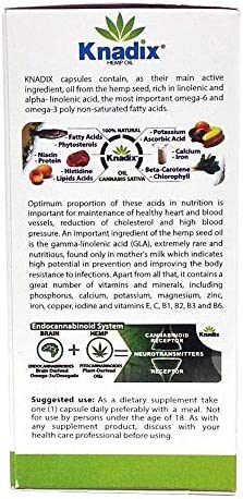 Knadix Hemp Oil Capsules Extract for Pain Support - Natural Stress Relief and Immune Support with Omega 3-6 Vitamins and Minerals