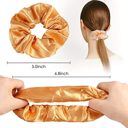 12 Pcs Hair Scrunchies Stain Hair Scrunchies Silk Scrunchies Elastic Hair Ties Ropes Scrunchie for Women or Girls Hair Accessories for Christmas New Year