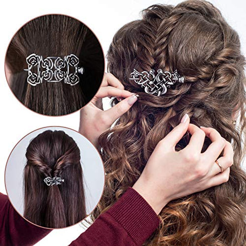 6 Pieces Celtic Hair Slide Hairpin Celtic Knot Hair Stick Vintage Metal Hair Barrette Hair Clips Hair Pin Hair Accessories for Women Girls (Silver)