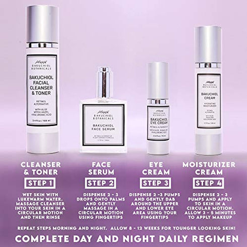 Bakuchiol Moisturizer Cream 1.7 Oz - Retinol Alternative - Clinical Strength Bakuchiol - All Natural Plant Derived Ingredients - Bakuchiol and Squalane, Aloe, Hyaluronic Acid, Squalane, Vitamin E, B5