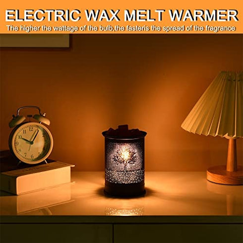 Metal Wax Melt Warmer kobodon Candle Wax Warmer for Scented Wax Melter Electric Wax Burner Wax Melts Wax Cubes Black Candle Lamp for Home Office Decor(Tree)