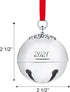 Klikel Sleigh Bell 2021 Ornament - Silver Christmas Ornament 2021 - Bell Ornament for Christmas Tree - with Red Ribbon and Gift Box - Shiny Christmas Bell Ornament Engraved 2021-7th Annual Edition