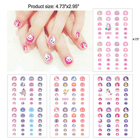 Konsait 1000+pcs Unicorn Nail Stickers Nail Decals Self Adhesive 3D Nail Art Stickers Nail Tips Decorations Manicure Decoration for Kids Little Girls Fingernails Toenails Nail Tips