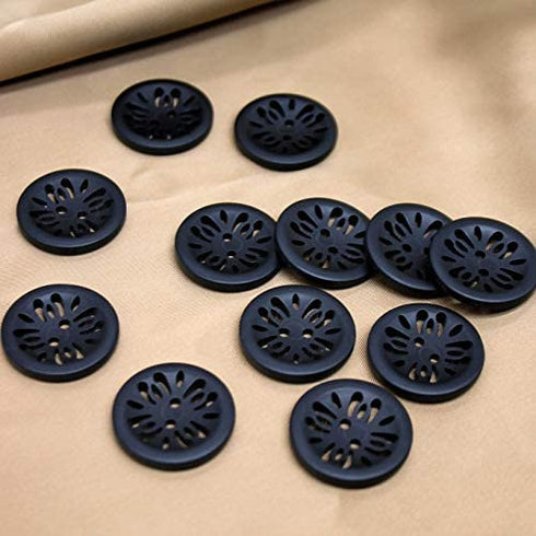 Raydodo 12 Pcs 25mm Matt Black Buttons 1 Inch for Sewing Buttons Large 2-Holes Flatback Vintage Craft Buttons for Crafts and DIY Handmade Repair Clothing (Black)