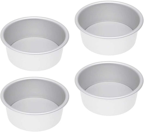 UPKOCH 4pcs Round Cake Pan 4 Inch Cake Pan Aluminum Alloy Removable Bottom Non Stick Bakeware for Baking Cooking Home Restaurant Kitchen