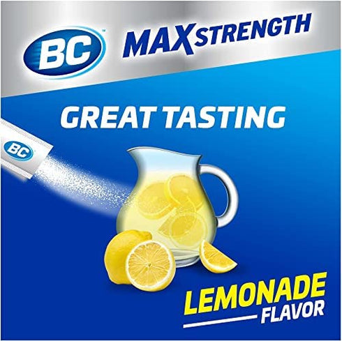 BC Max Strength Fast Pain Relief Powder, Lemonade Flavor Dissolve Packs, 4 Individual Packets, 6 Pack