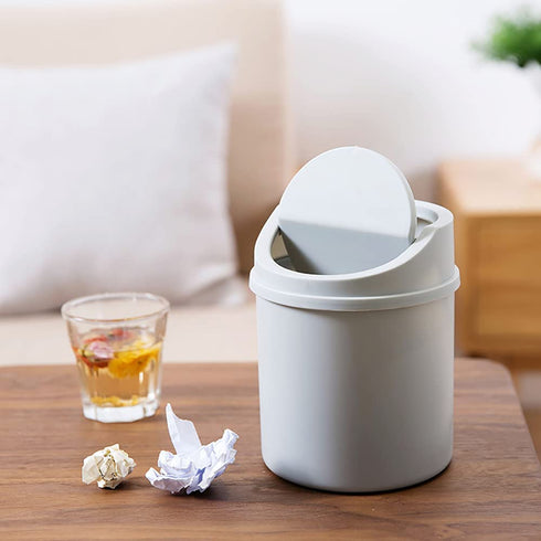 SOUJOY 4 Pack Mini Trash Can, 3L Plastic Desktop Garbage Can with Lid, Modern Desk Waste Bin for Bathroom Vanity, Desktop, Tabletop, Countertop or Coffee Table