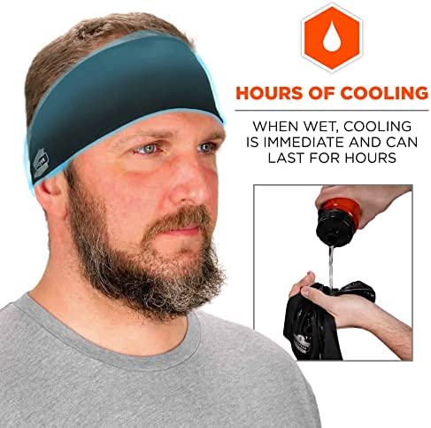 Ergodyne Chill Its 6634 Cooling Headband, Sports Headbands for Men and Women, Moisture Wicking, Black