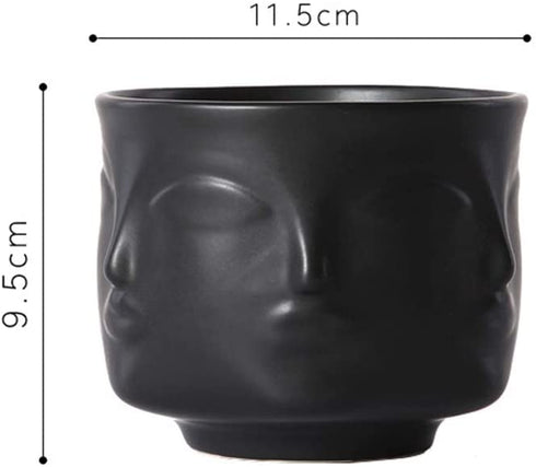Ardax Black Ceramic Decorative Bowl with Face Pattern,Jewelry and Key Holder,Home Décor Vase for Living Room