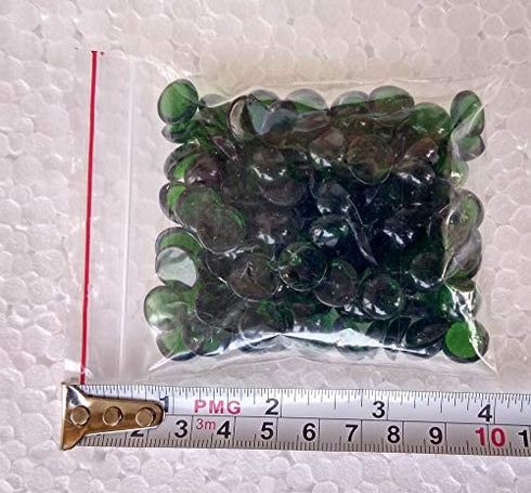 Rastogi Handicrafts Tiny Centerpieces, Glass Gems for Vase Fillers,Wedding Decoration Pebbles One Side Flat Small 100 pcs (Green) 12 mm
