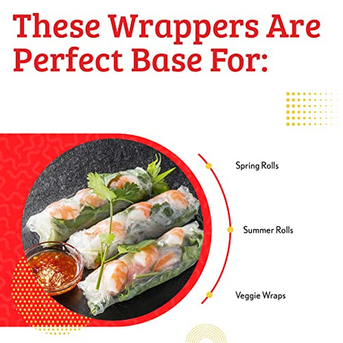 Cathay Fresh Spring Roll Rice Paper Wrappers, Rice Paper Wrappers for Fresh Rolls-30 Sheets, Non-GMO, Gluten-Free, Low Carb, Vietnamese Summer Wrap with Natural Ingredients,Veggie Wrap (Square, 22cm)