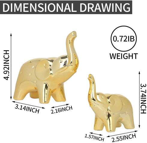 A Pair Elephant Statue Home Decor,Modern Style Figurines,Sculpture for Office Desktop Bookshelf Living Room (Ceramics Gold)