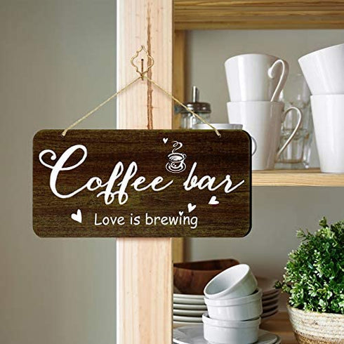 Rustic Wood Coffee Sign Rustic Home Decor All You Need is Love and Coffee Real Pallet Wood Sign Kitchen Accessories for Coffee Bar Farmhouse Home Wall Decoration, 6 x 12 Inches (Brown)