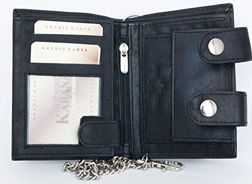 Men's Biker's Wallet Kabana with 18 Inches (45 cm) Long Metal Chain to Hang