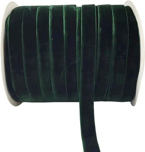 10 Yards Velvet Ribbon Spool (Dark Green, 5/8")