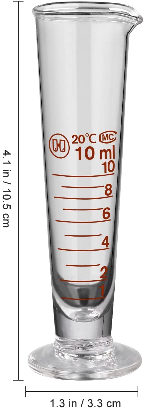 Baluue 10mL Lab Graduated Measuring Cup With Spout Wide Mouth Glass Conical Beaker Liquid Dispenser Measuring Cylinder Experiment Tool For School Science