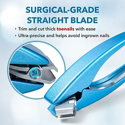 Clipperpro 2.0 Toenail Clipper - Heavy-Duty Thick Toenail Clippers | Ergonomic Handle Clipper for Seniors | Large Clippers with Surgical Grade-Steel Blades (Blue Edition)