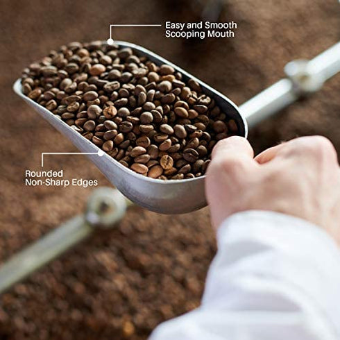 Cast Aluminum Utility Scoop - 38 oz. - Round Bottom, ice scoop For Multi-Purpose Use, With Finger Groove Handle (38 oz.)