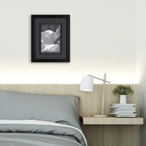 Gallery Solutions 12FW1667E 8x10 Airfloat Double Mat for 5x7 Photo, Wall Mount & Tabletop Picture Frame, 8" x 10", Black/Black