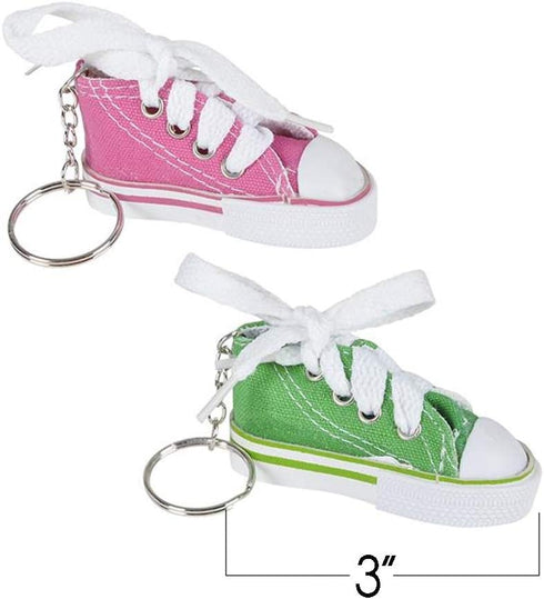 ArtCreativity Mini Canvas Sneaker Keychains for Kids and Adults - Set of 12 - 3 Inch Tennis Shoe Key Chains - Cool Birthday Party Favors, Goody Bag Fillers, Prize for Boys and Girls, Fundraising Item