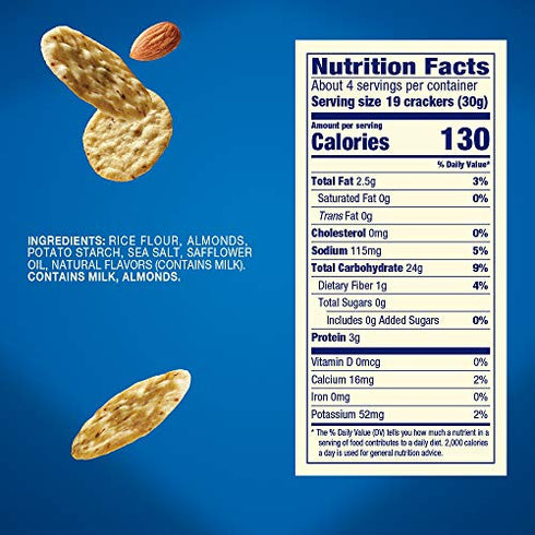 Blue Diamond Almonds, Original Almond Nut Thins Crackers, 4.25oz