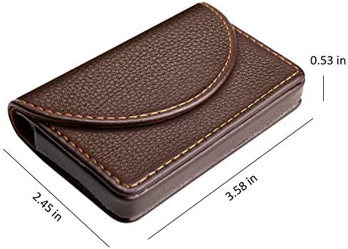 Ocadux Leather Business Card Holder Case for Men or Women Pocket Business Card Wallet Name Card Case Holder with Magnetic Shut, Holds 25 Business Cards, Coffee
