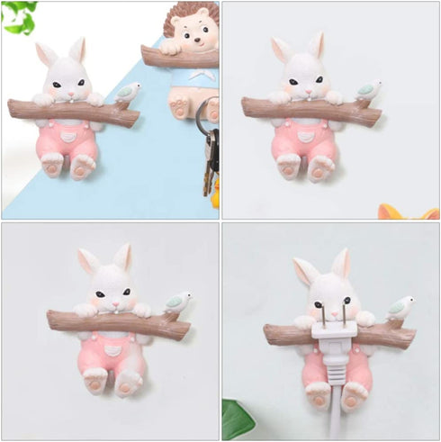 KESYOO Rabbit Wall Hook Resin Bunny Coat Hooks Wall Mount Decorative Animal Figurine Hooks Rack Hangers Holders for Clothes Towels Robe Keys Hats Bags Cable Wire