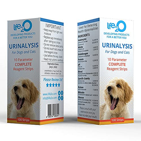 10-in-1 Dog and Cat Vet-10 Urine Test Strips 100ct, Veterinarian Lab Grade Pet Health Wellness Urinalysis Home Testing Kit, Detect UTI Urinary Tract Infections, Diabetes, Kidney and Liver Function