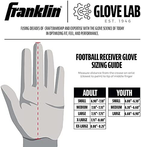 Franklin Sports Football Receiver Gloves - Adult and Youth Football Receiver Gloves - Extra-Grip Premium Football Gloves for All Ages - Hi-Tack - SFIA Approved