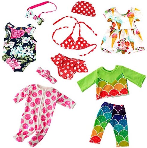 ZITA ELEMENT 10 Items 14-16 Inch Baby Doll Clothes Dresses Jumpsuit Swimsuit for 15 Inch Baby Doll, 18 Inch Girl Doll and 43cm Baby Dolls Clothes Outfits