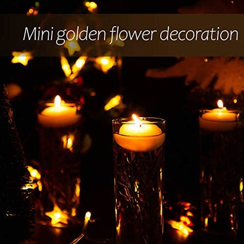 50 Pieces Faux Flowers for Floating Candles Floating Flowers Vase Fillers Vases for Centerpieces Mini Flower Filler Filling in Cylinder for Vases Filler Wedding Centerpiece Party Decor (Gold)