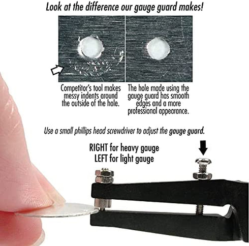 The Beadsmith 1.25mm Metal Hole Punch Pliers, with Gauge Guard to create clean holes, free of indents, ideal for 1.3mm rivets, cold connection, 22 gauge Sheet Metal or thinner, NOT INTENDED FOR THICKER METAL