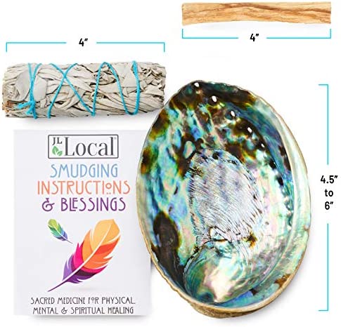 Origins Smudging Kit - White Sage Smudge Stick + Palo Santo + Abalone Shell Bowl | Sustainably Sourced Healing Incense for Home Cleansing, Protection, Meditation, Positive Energy…