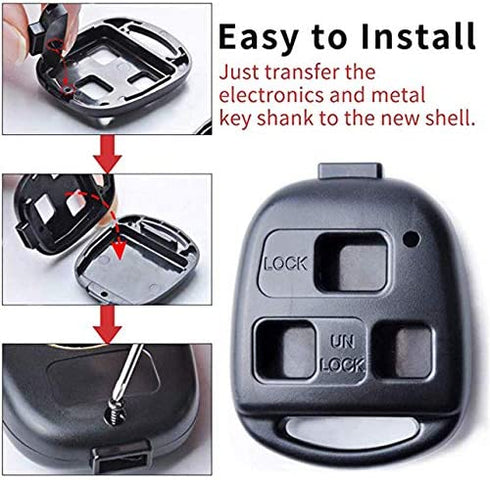 Replacement 3 Buttons Key Fob Shell Case Fit for Lexus Keyless Entry Remote Car Smart Key Fob Cover Housing Casing