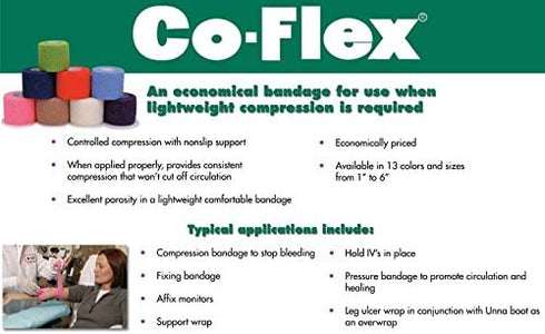 Andover CO-Flex NL 1"x5Yds Tan Flesh 6-Rolls Cohesive Flexible Elastic Latex Free Bandage Compression Self Adherent Wrap Kids Children Vet Animals Pets Cats Dogs Horses 5100TN