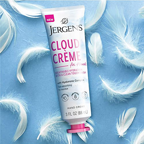 Jergens Cloud Creme Hand Cream for Dry Hands, Lotion with Hyaluronic Complex, Non-Greasy Moisturizer & Breathable Light Formula, 3 oz