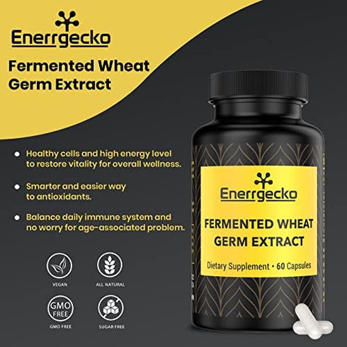 Enerrgecko Spermidine Wheat Germ Extract Capsules- Spermidine Supplement 1000 mg Potent Formula with Zinc for Mitochondrial Rescue, 60 Count (Pack of 1)