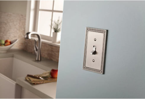 Franklin Brass W35059V-SN-C Classic Beaded Single Duplex Wall Plate/Switch Plate/Cover (3 Pack), Satin Nickel