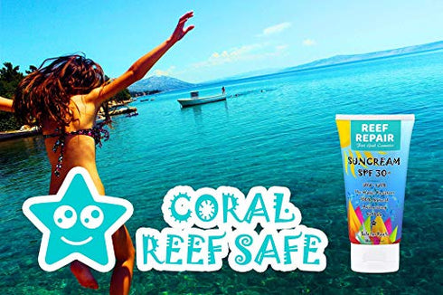 Reef Safe Sunscreen SPF 30+ (2 Pack) - All Natural, Travel Size, Water Resistant, Moisturizing, Biodegradable, Broad Spectrum UVA/UVB, Coral Friendly Mineral Sunblock from Reef Repair (2 x 1.7 fl.Oz)